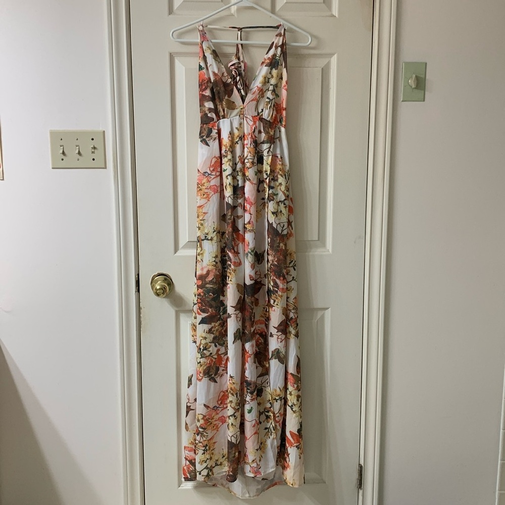 🌷3 for $25🌷PrettyLittleThing, US 4, Orange Yellow & Brown Floral Maxi Dress, NWT